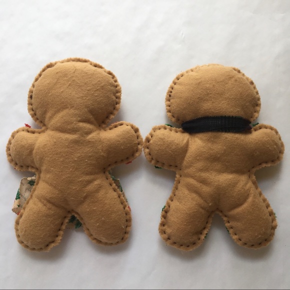 Vintage Hand Crafted 12" Felt Tan Gingerbread Man Women Holiday Winter Holly 2 - Picture 2 of 7